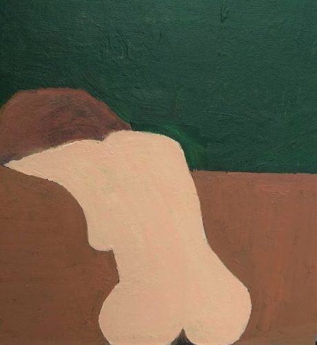 Acrylic, abstract reclining nude.